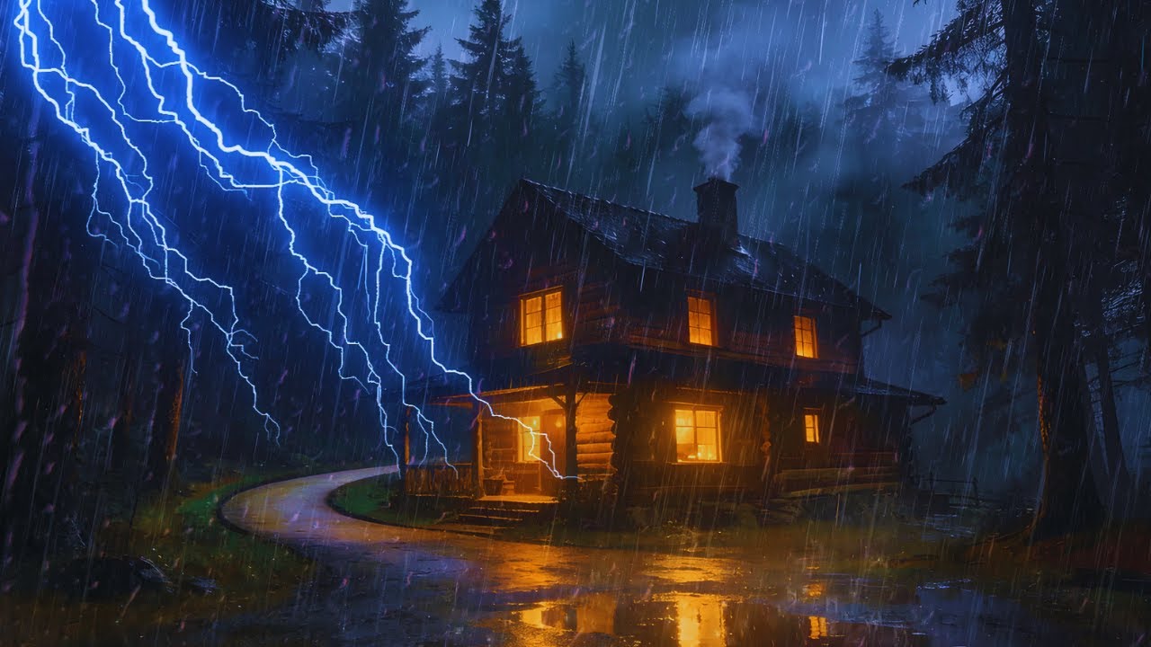 Peaceful Sleep Tonight 🌧️ Forest Rain & Cozy Fireplace