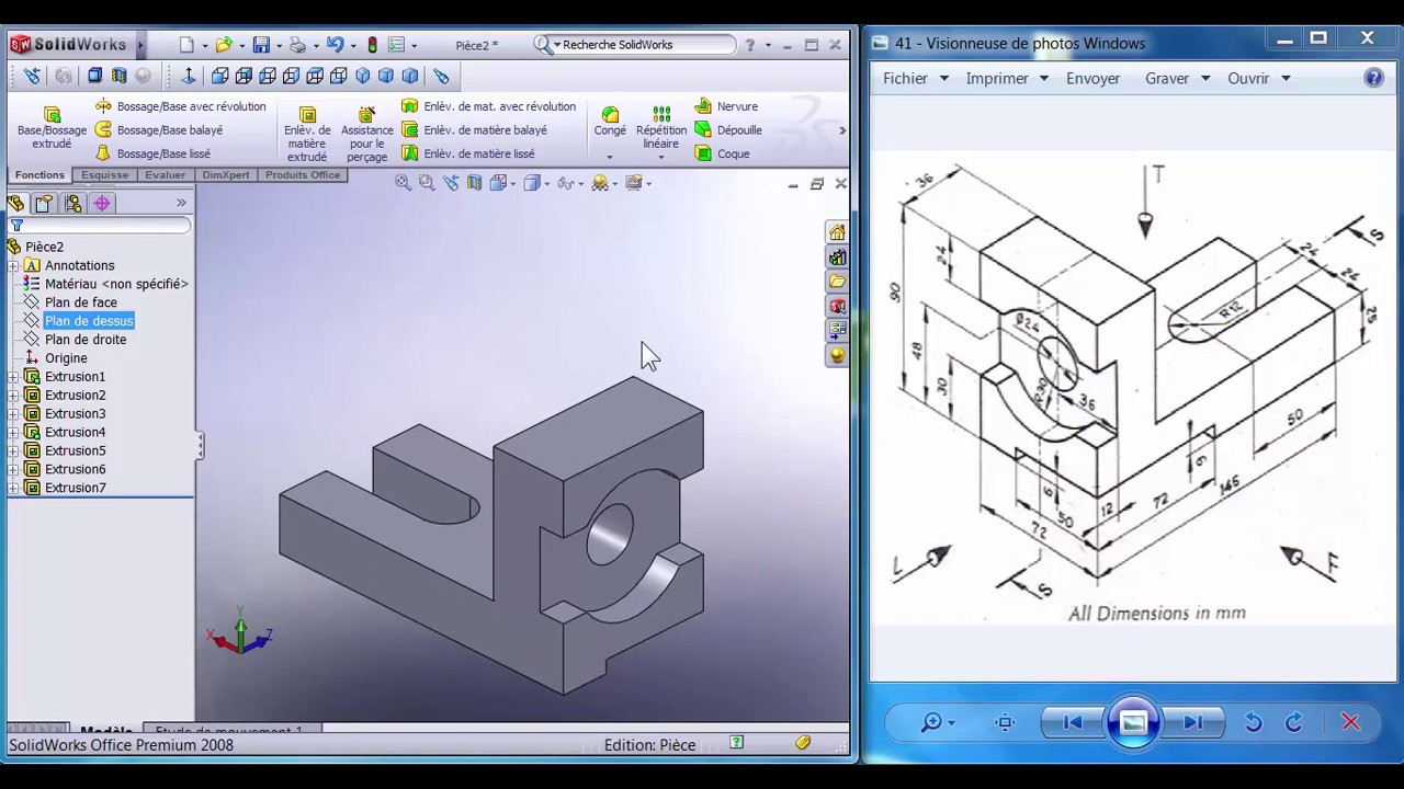 Tutorial SOLIDWORKS 4 pièce mécanique الدراجة المغربية