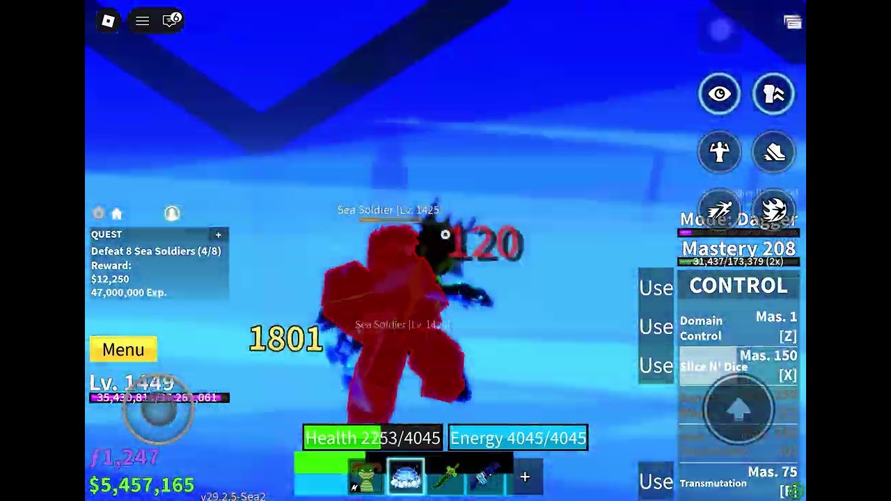 Playing Blox fruits in Roblox!
