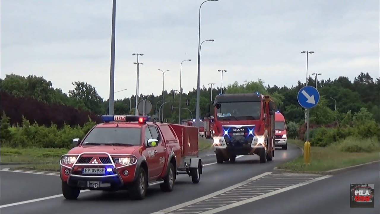 [Akcja SGRCHEM-EKO ''PIŁA 1'']Kolumna alarmowa wozów PSP\OSP [Trąby] [Przedysponowanie do pożaru]