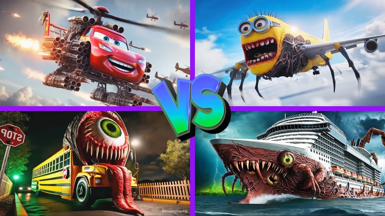 Infected Sea🆚Minion Infected Sky🆚McQueen Helicopter🆚Bus Eater - Tiles Hop EDM Rush 🎶