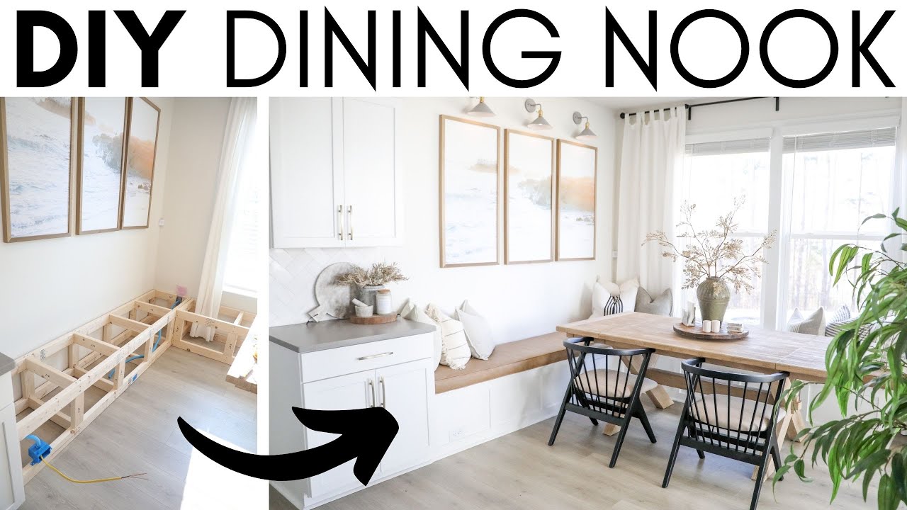 DIY BREAKFAST NOOK || HOW TO MAKE A DINING NOOK || BENCH SEATING TUTORIAL