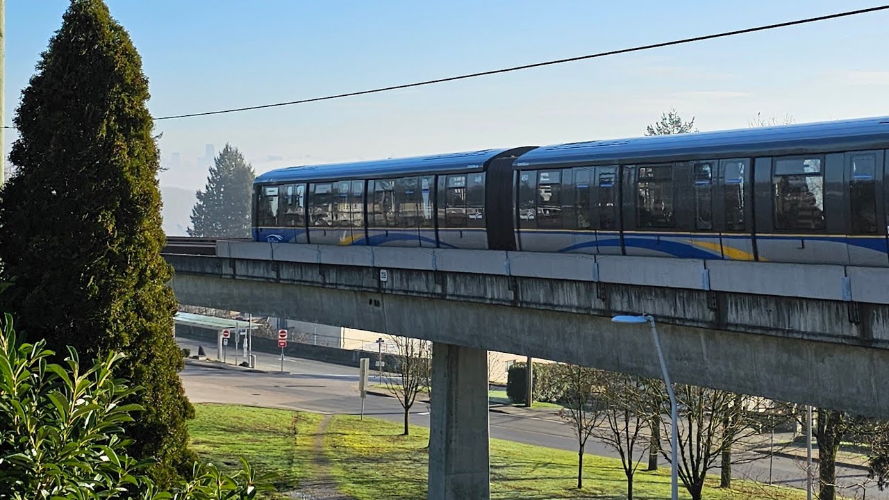 SKYTRAIN TRAIN watch live here in New Westminster British Columbia Canada