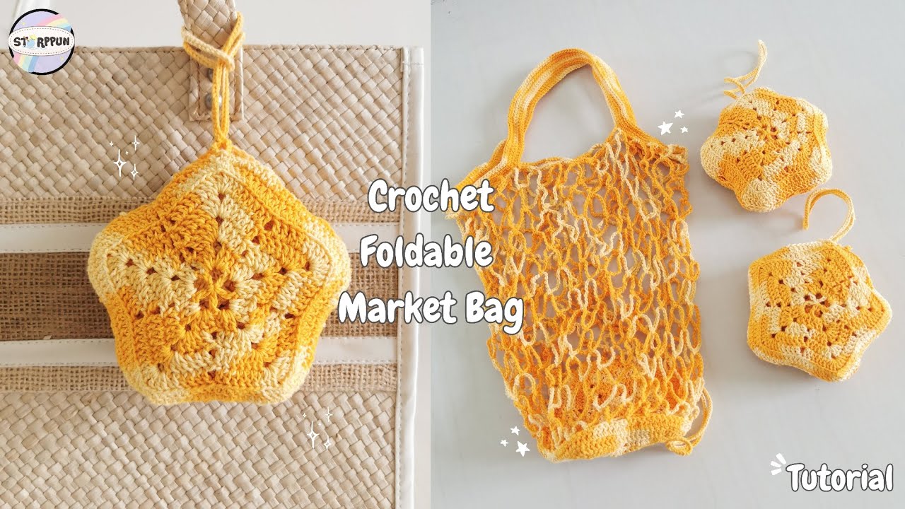 Crochet Foldable Market Bag Tutorial | DIY Market Bag