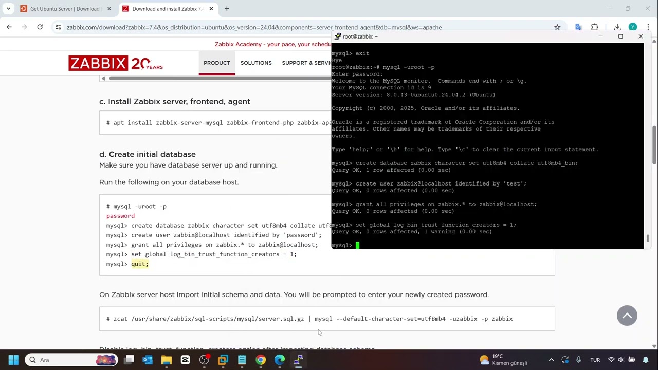 Ubuntu Server - Zabbix 7.4 Kurulumu