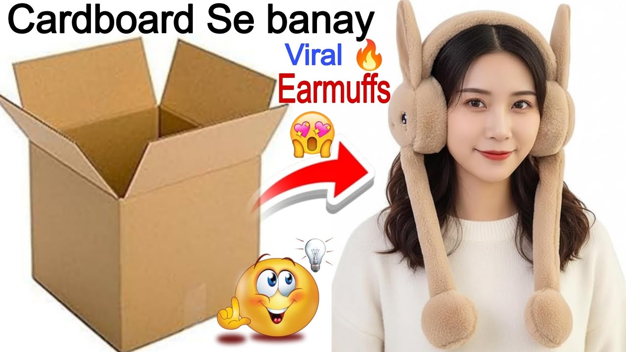 How to make trending 🔥viral Earmuffs for Cardboard /Ghar par viral earmuff kaise banaye/DIY Earmuffs