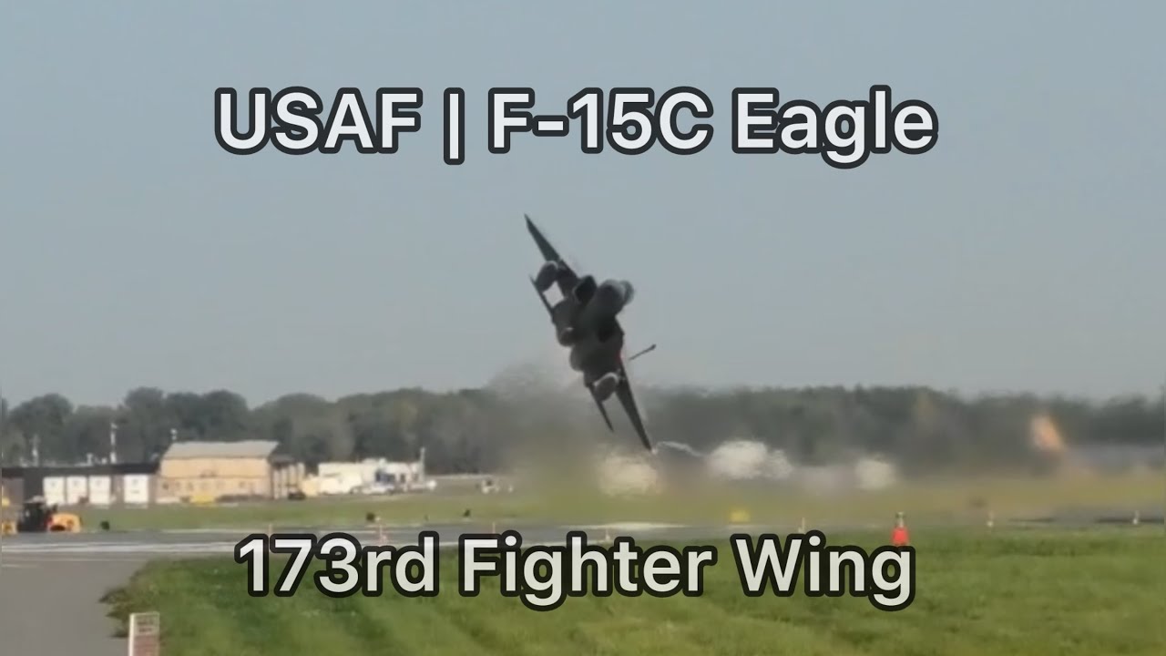 FULL AFTERBURNER Take-Offs By 3 out of 4 Oregon F-15C Eagles From London, Ontario. #YXU