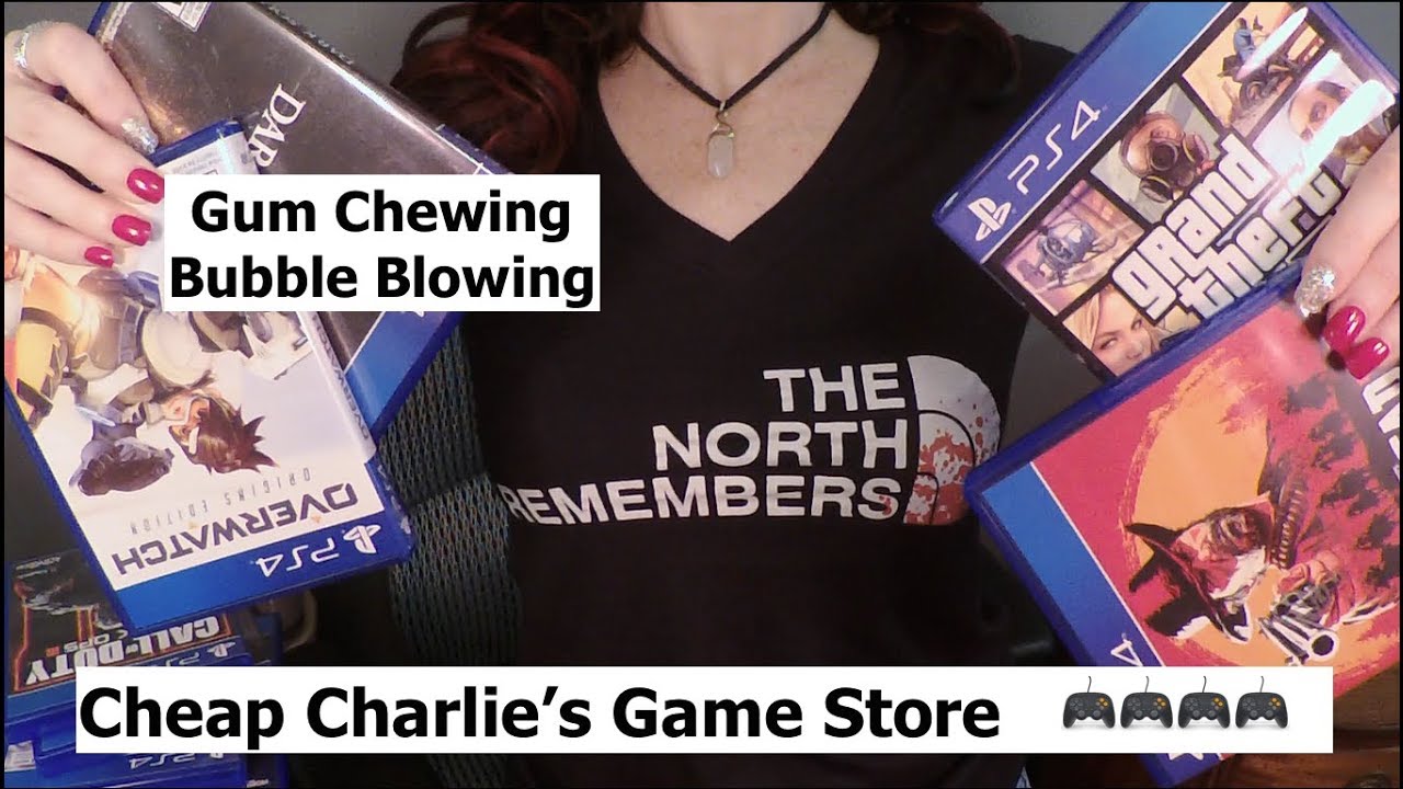 ASMR Gum Chewing, Bubble Blowing Video Game Store