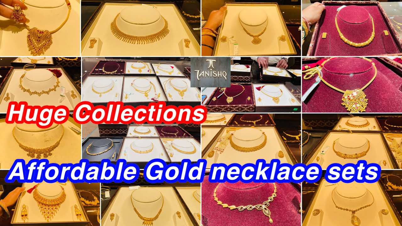 Affordable range light weight gold necklace sets for shadi season from Tanishq | Gold Necklace sets