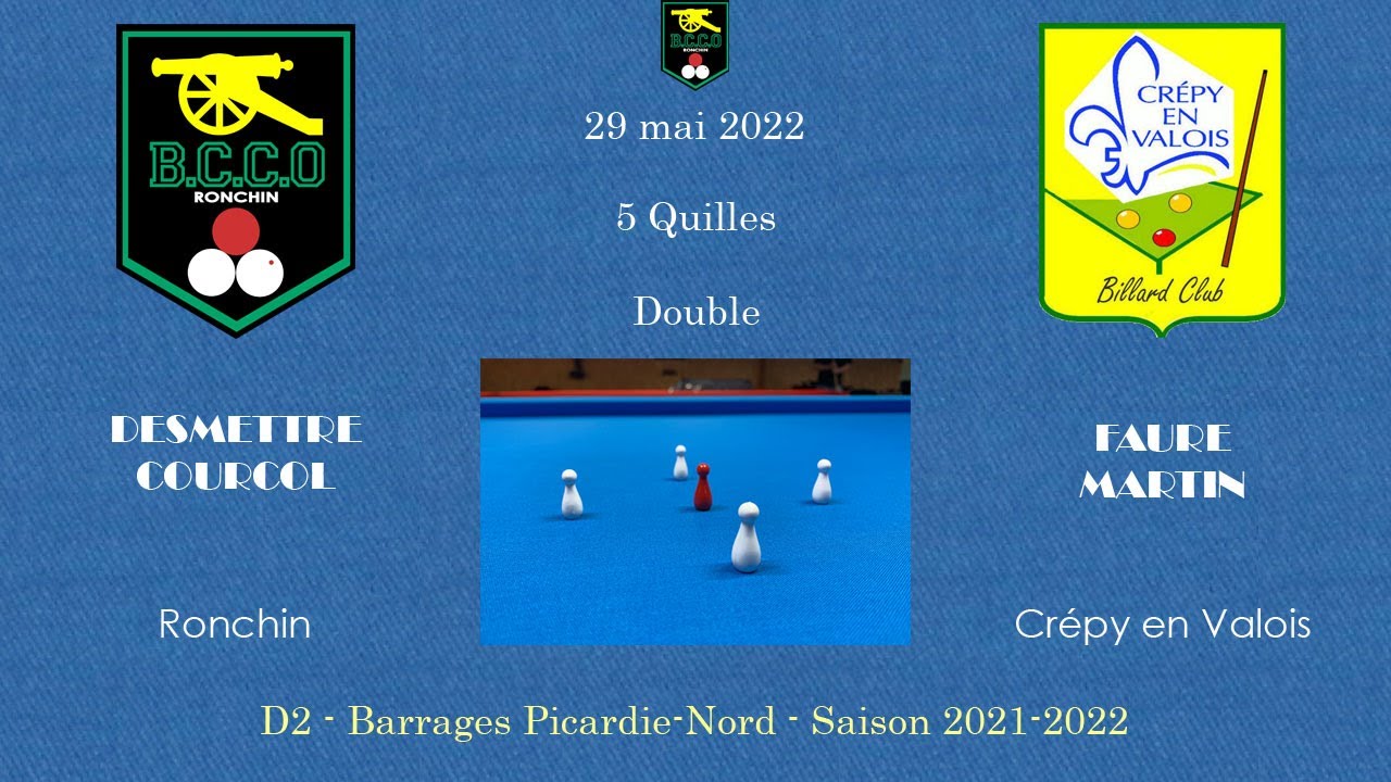 5 Quilles - Barrages D2 Nord-Picardie - Ronchin-Crepy en Valois - Double