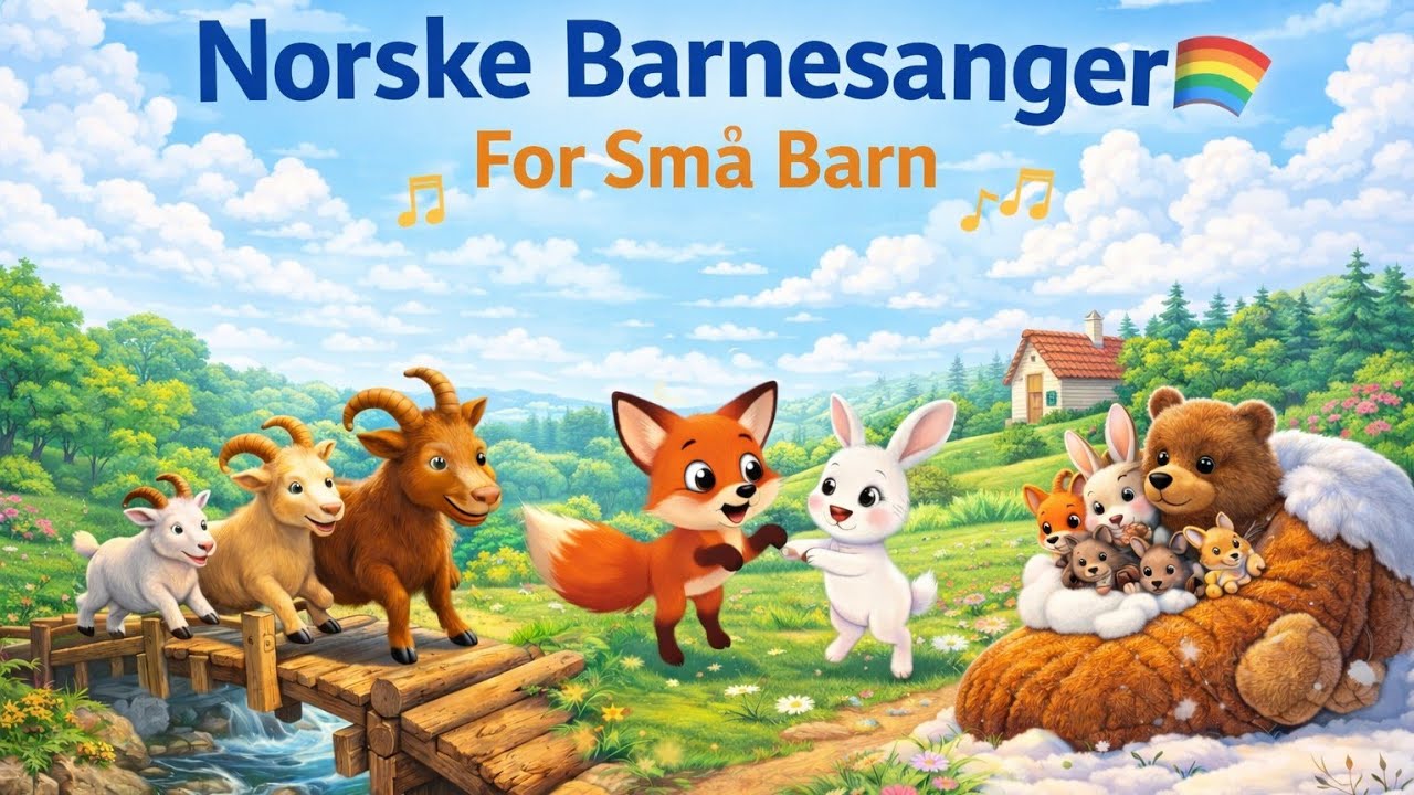 Norske Barnesanger for Barn 2026 Bukkene Bruse Bæ Bæ Lille Lam,Edderkopp + Mikkel Rev, Skinnvotten