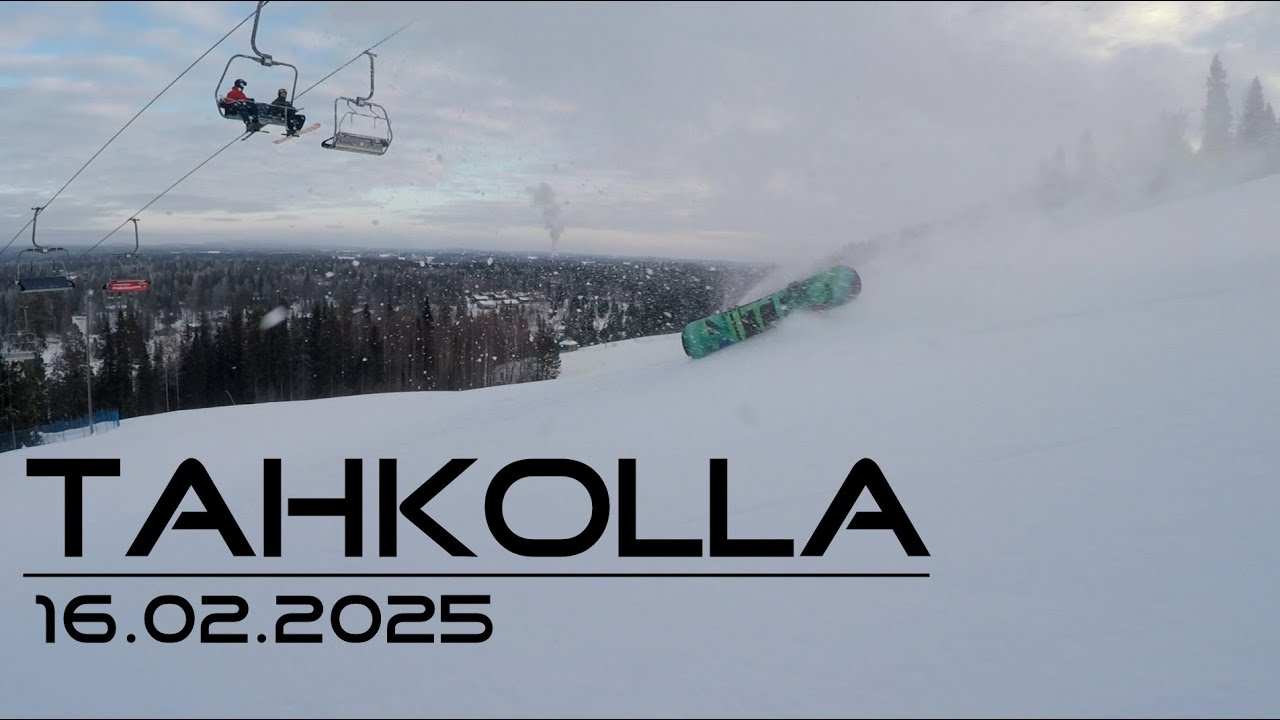 Tahkolla lumilaudalla laskemassa 16.2.2025