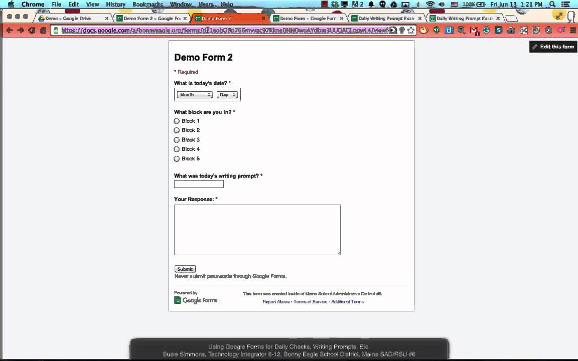 Using Google Forms for Daily Feedback and Responses