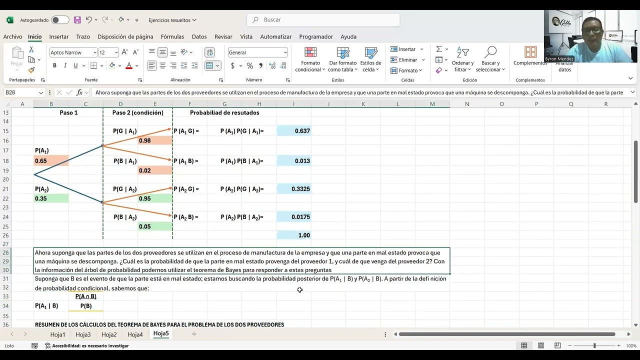 Teorema de bayes en Excel