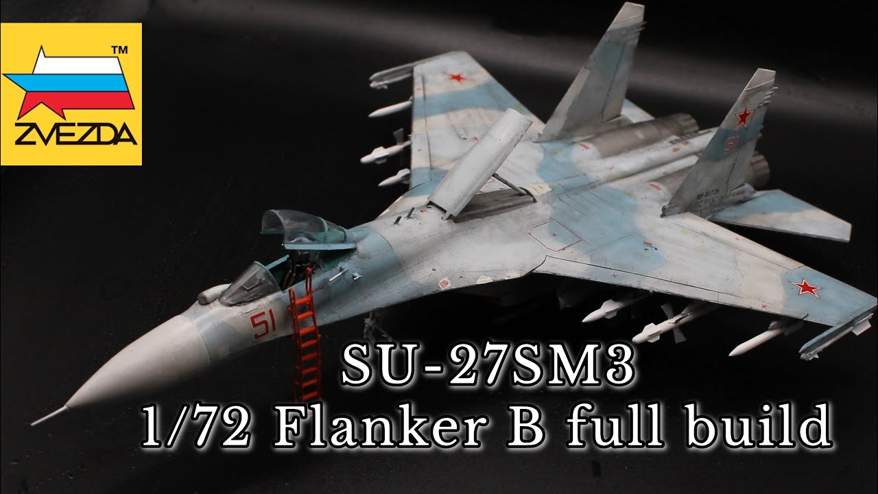1/72 SU-27SM Flanker Russian jet fighter Zvezda model build video
