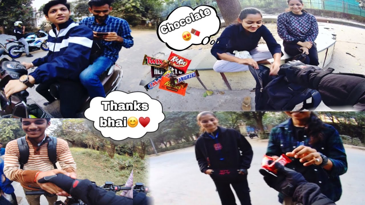 Giving chocolates to cute girls in BHU campus || cute girls || chocolate day || #cutegirl