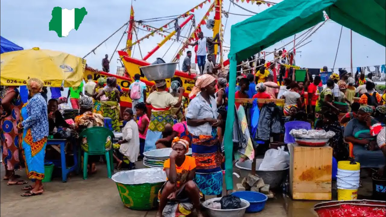 Lagos Nigeria 4k - Nighttime Street Scenes in Extremely busy African Market