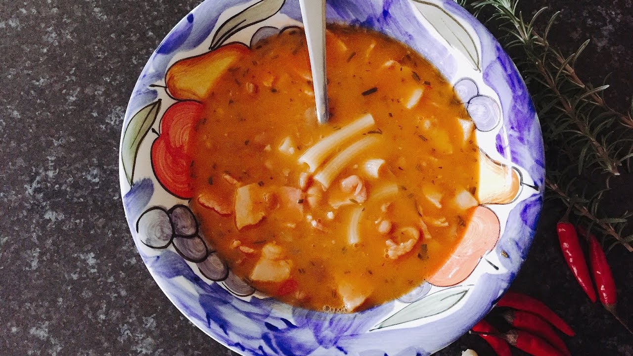 Bacon and Borlotti bean soup