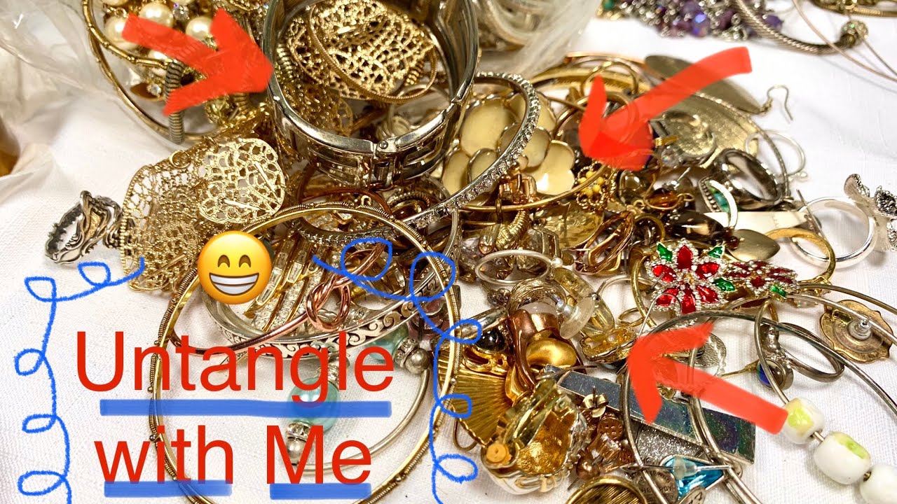 Sorting 👉 TaNgLeD 💎Jewelry & Chains ShopGoodWill Unboxing  #satifyingasmr #jewelryReseller