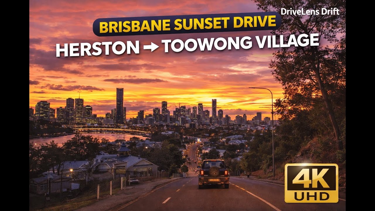 Brisbane Evening Drive | Herston to Toowong Village (4K) | Sunset City Views