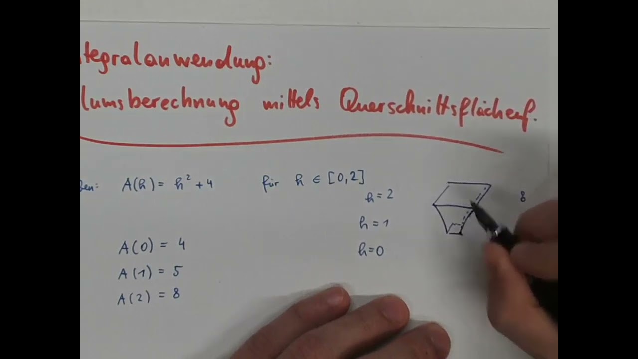 M8 Integral: Volumsberechnung mit Querschnittsflächen (Bsp mit händischer Berechnung)