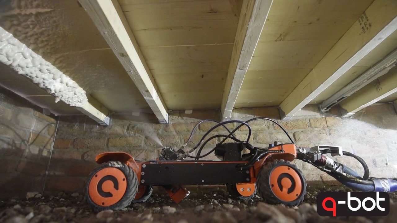Q-Bot underfloor insulation robot applying foam insulation