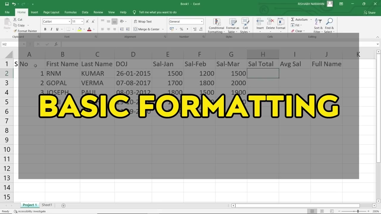 Excel Tutorial For Beginners in Hindi   Complete Microsoft Excel Tutorial Basic To Advance 720p60fps