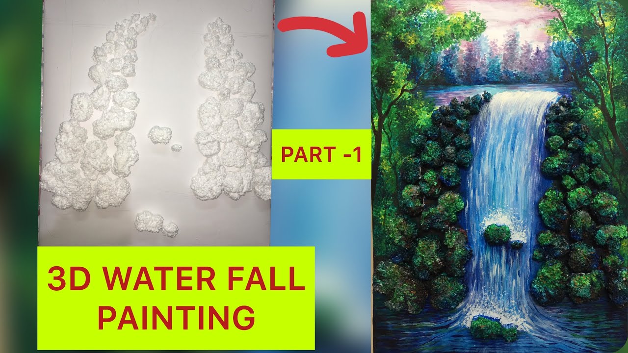 3D WATERFALL PAINTING USING ACRYLIC COLOURS - PART - 1