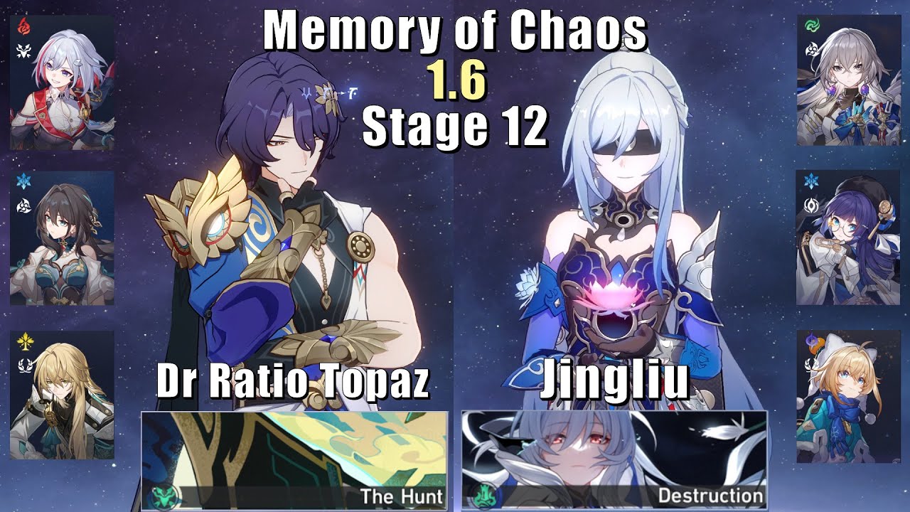 MoC 12 | E0 Dr Ratio E0 Topaz & E0S1 Jingliu | 1.6 3 Stars | Honkai: Star Rail