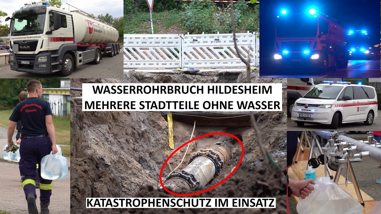 [WASSERROHRBRUCH HILDESHEIM] Katastrophenschutz im Einsatz - Mehrere Stadtteile ohne Wasser!