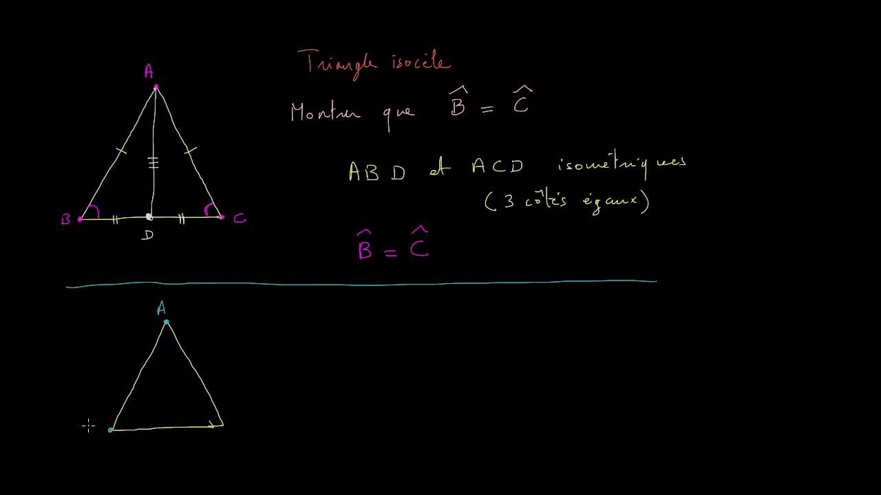 Côtés de même longueur et angles égaux dans un triangle isocèle