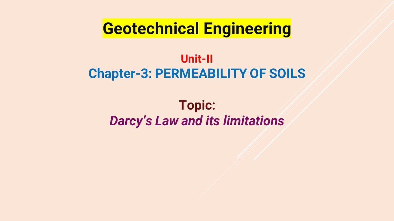 GTE Unit-II--Chapter 3---Darcy’s Law and its limitations