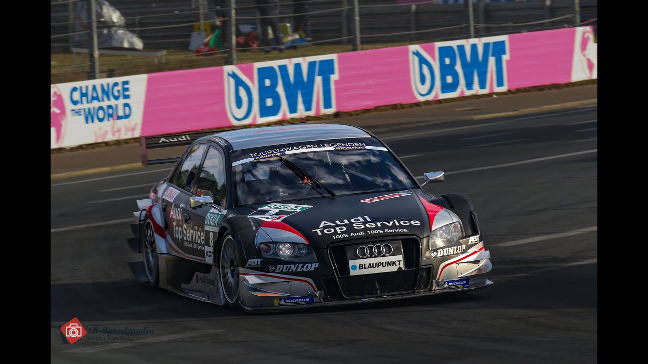 2007 Audi A4 DTM  - Loud V8 Sound, Engine Warm Up, Big Flames - Norisring