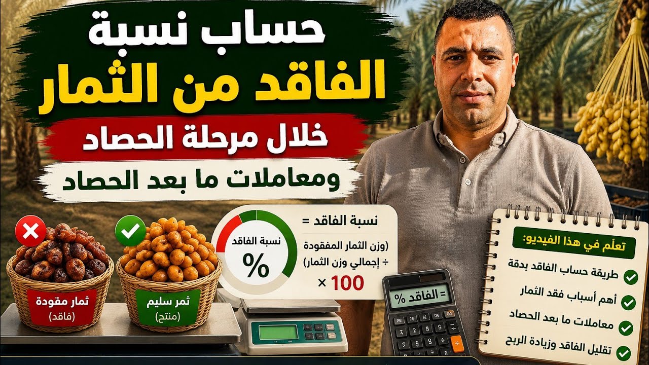 حساب نسبة الفاقد من الثمار خلال مرحلة الحصاد ومعاملات ما بعد الحصاد