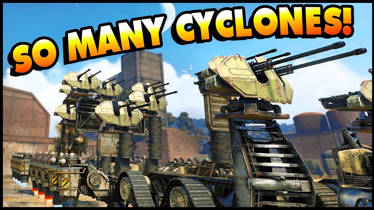 Crossout - 13 CYCLONES! 6x Goliath + 2x Cyclone LAND BATTLESHIP! (Crossout Gameplay)