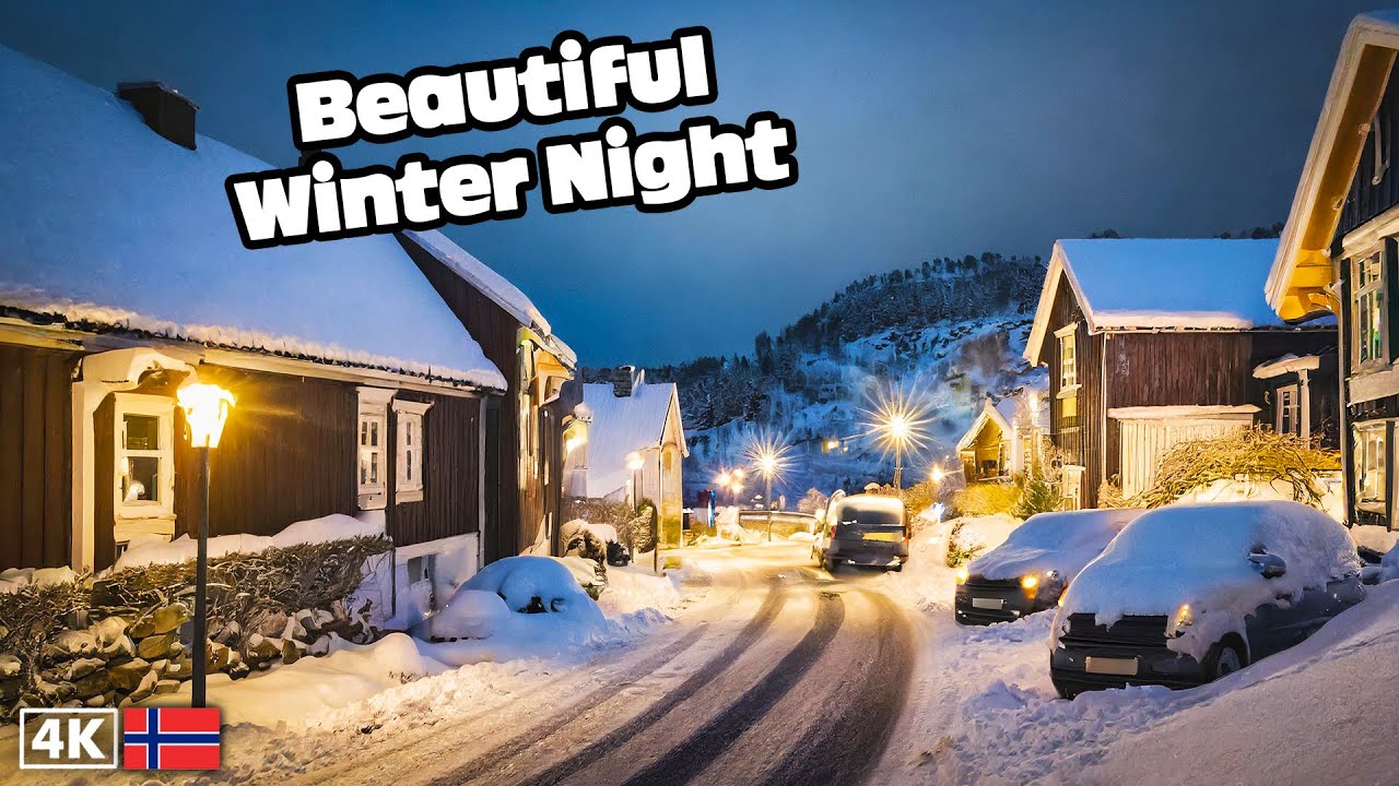 Driving on A Beautiful Winter night in Norway