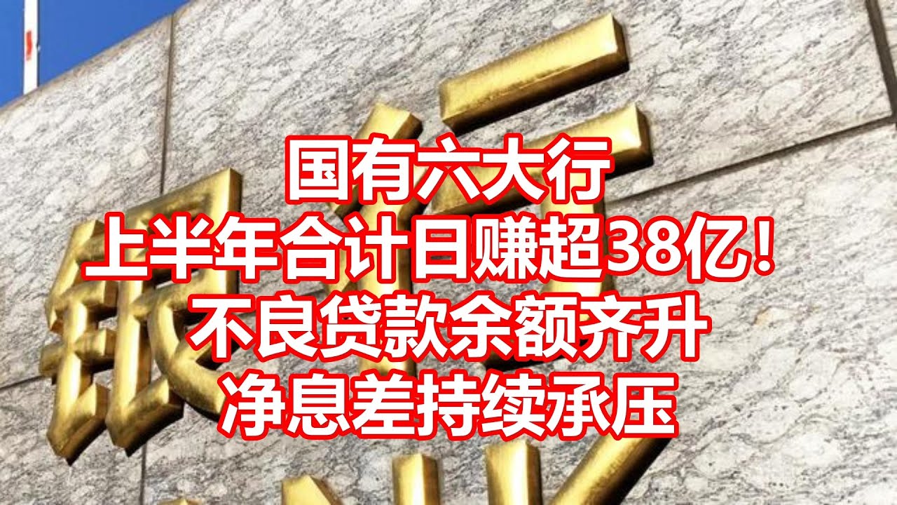 国有六大行 上半年合计日赚超38亿！ 不良贷款余额齐升 净息差持续承压