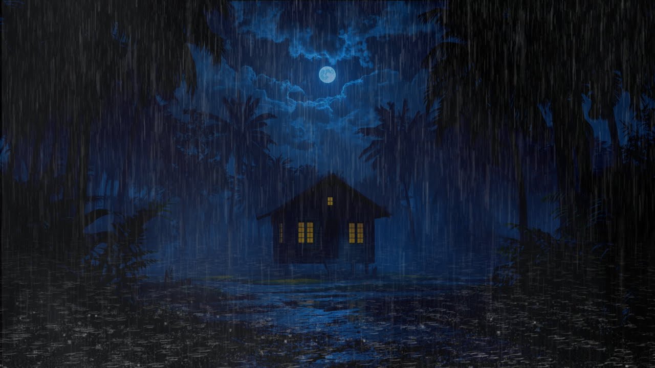 Fall Asleep Fast to Heavy Rain | Cozy Forest Cabin at Night
