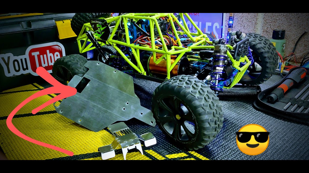 wltoys 12428-instalando proteccion de chasis en acero inoxidable!