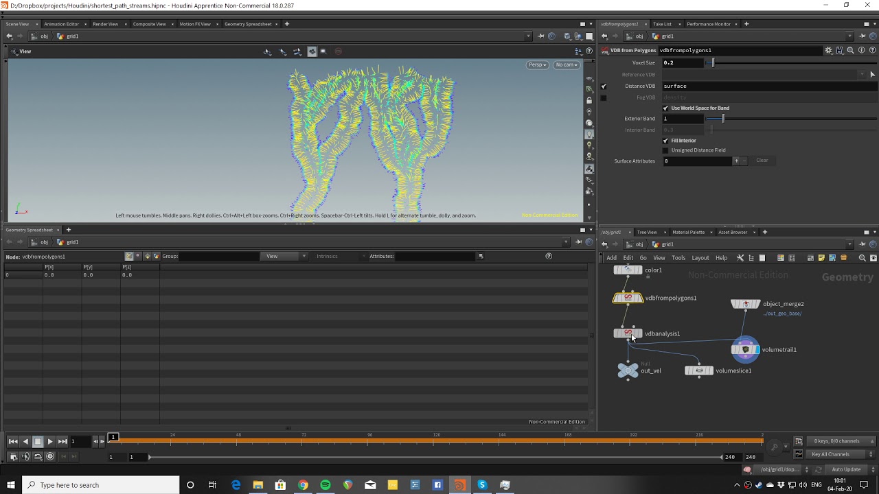Houdini 18 shortest path streams