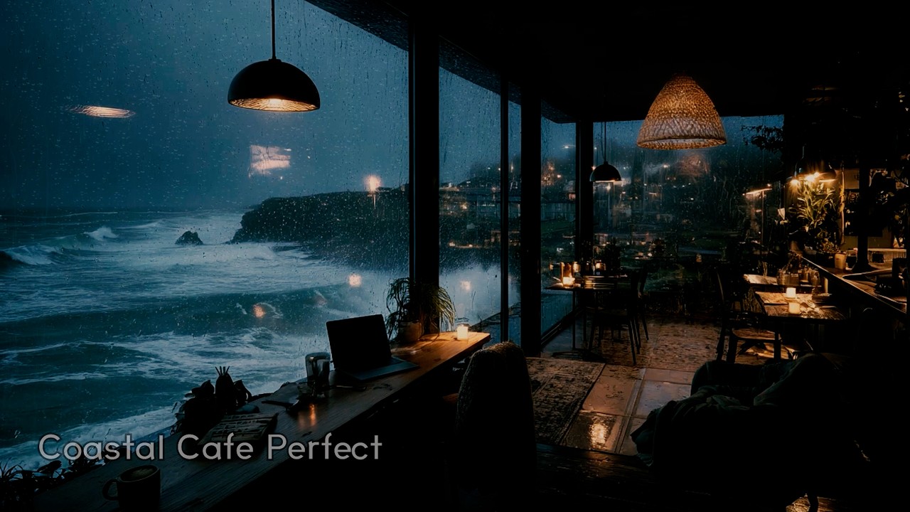 Seaside Cafe Best Rain Sounds for Sleep & Focus 8hr | Just Let It Play ☕🌊