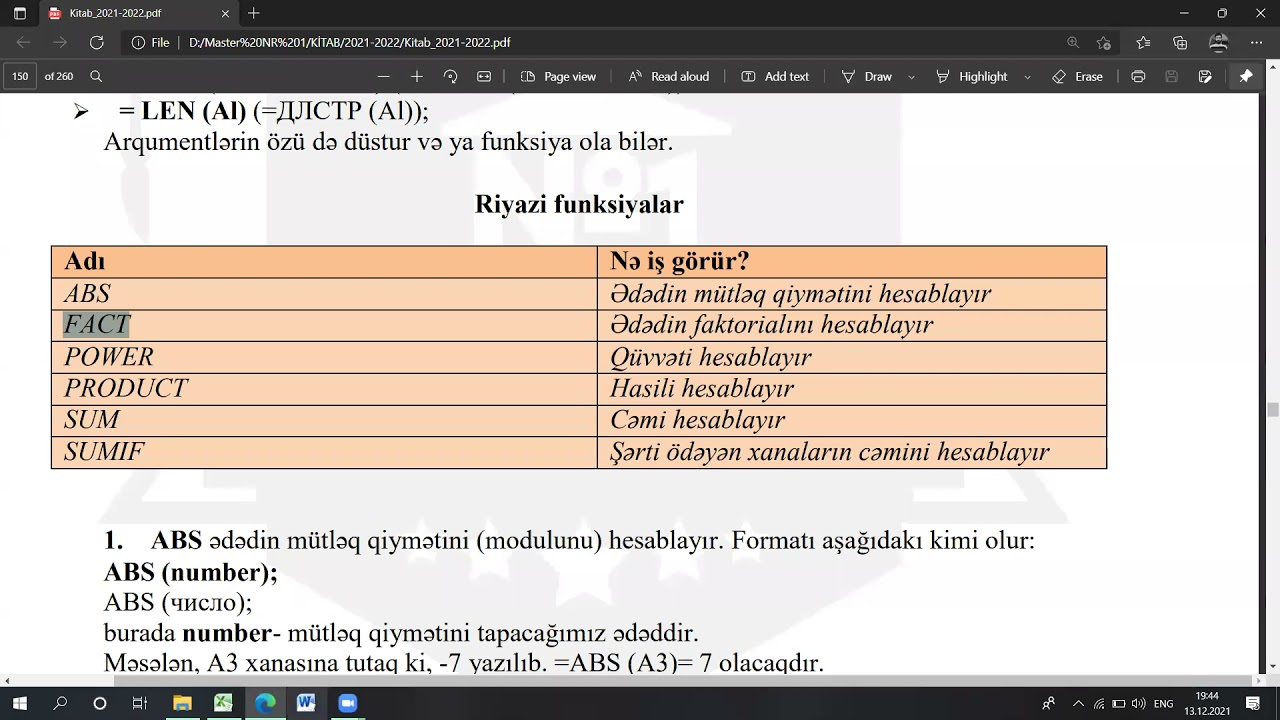 Dərs 19. Excel 2010 (2-ci hissə)