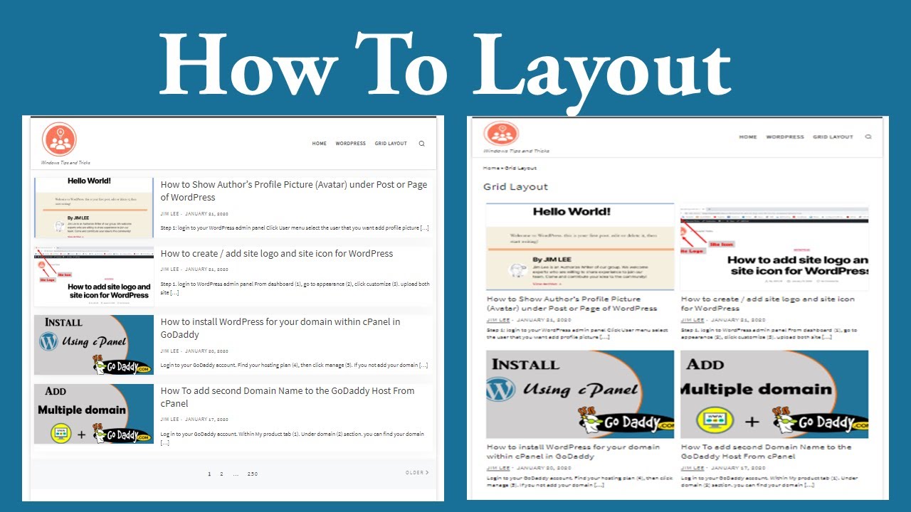 How to show post in list layout or grid layout in WordPress