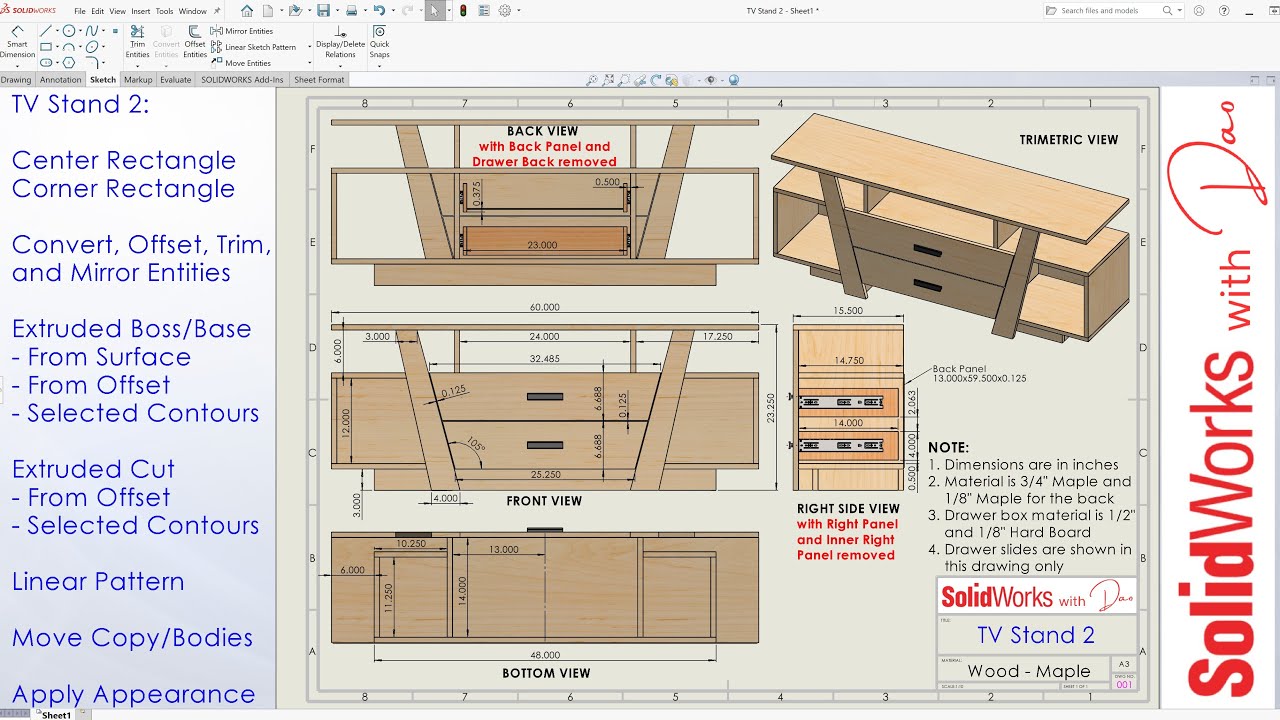TV Stand 2 - Design and Tutorial with Solidworks | DIY Furniture