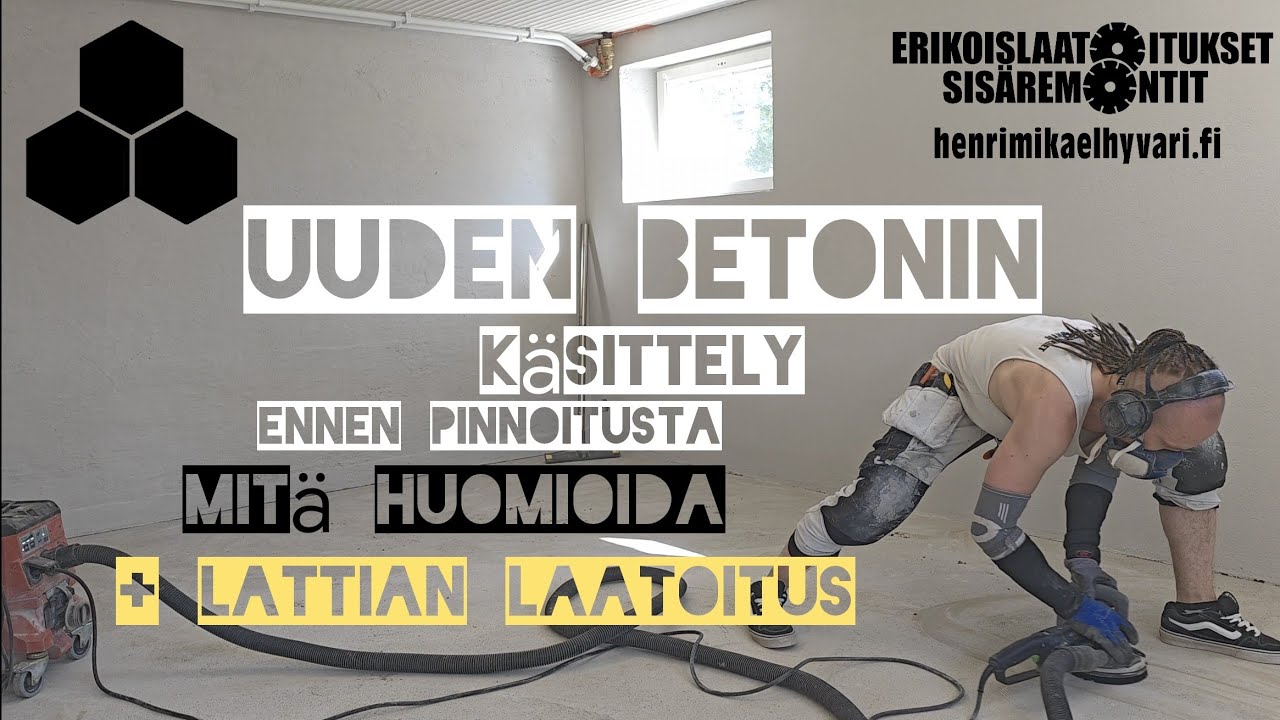 Lattian valmistelu ennen pinnoitusta. Floor preparation before tiling.
