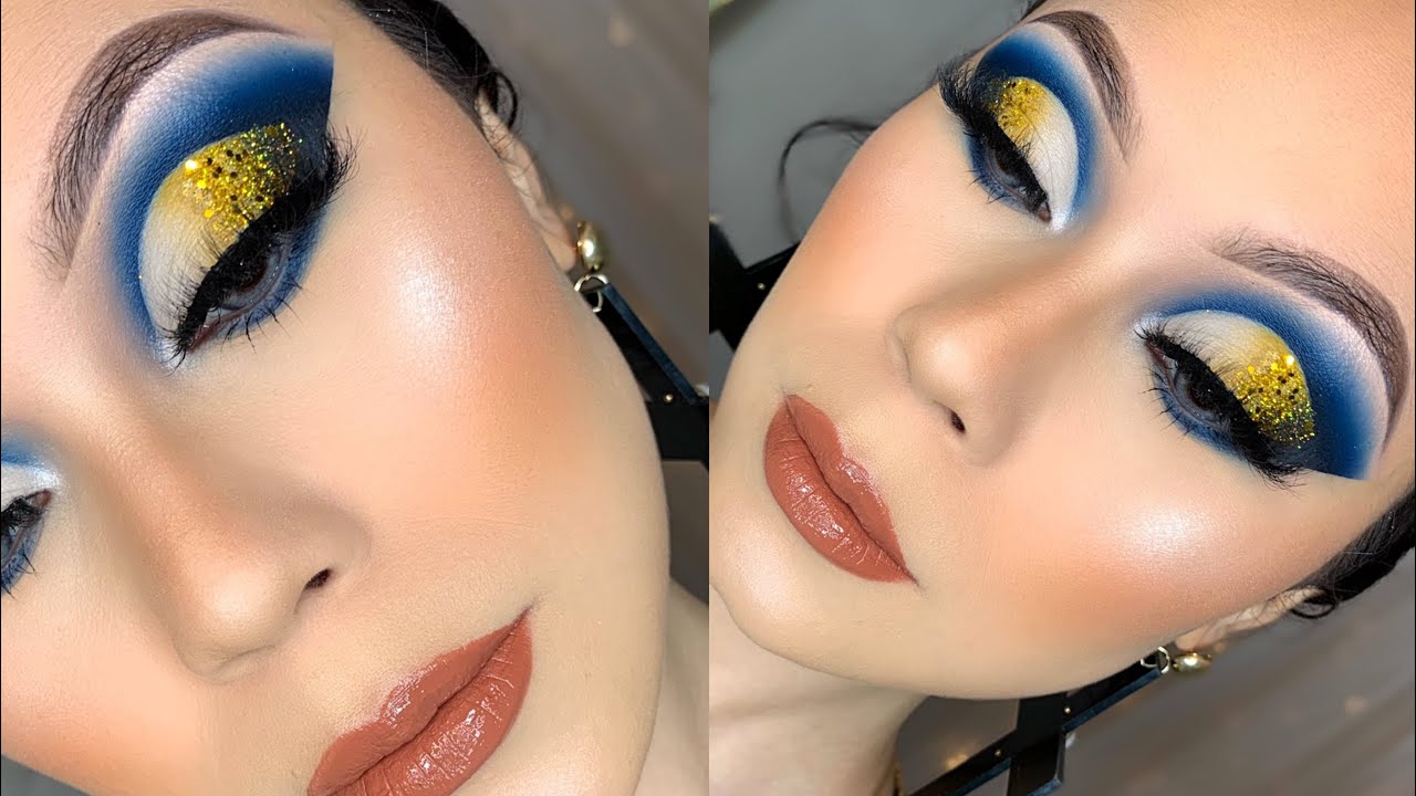TUTORIAL DE MAQUILLAJE AZUL INTENSO CON DORADO 2020