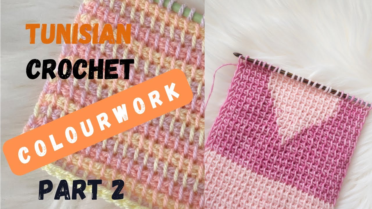 Tunisian crochet colourwork pt 2 [3-colour TC, intarsia and stranded colourwork]