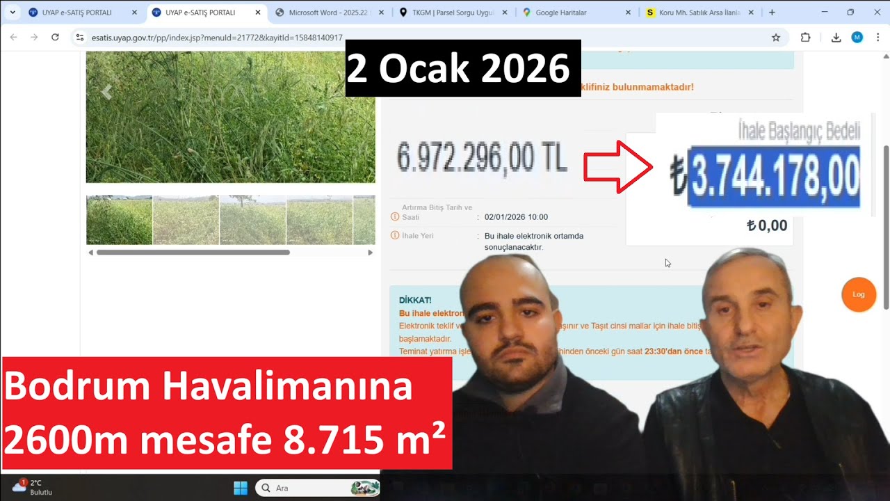 2 Ocak 2026 E-İhalede | Muğla Milas Koru’da 8.715 m² Muğla–Bodrum Yoluna 160 m Sulu Tarla