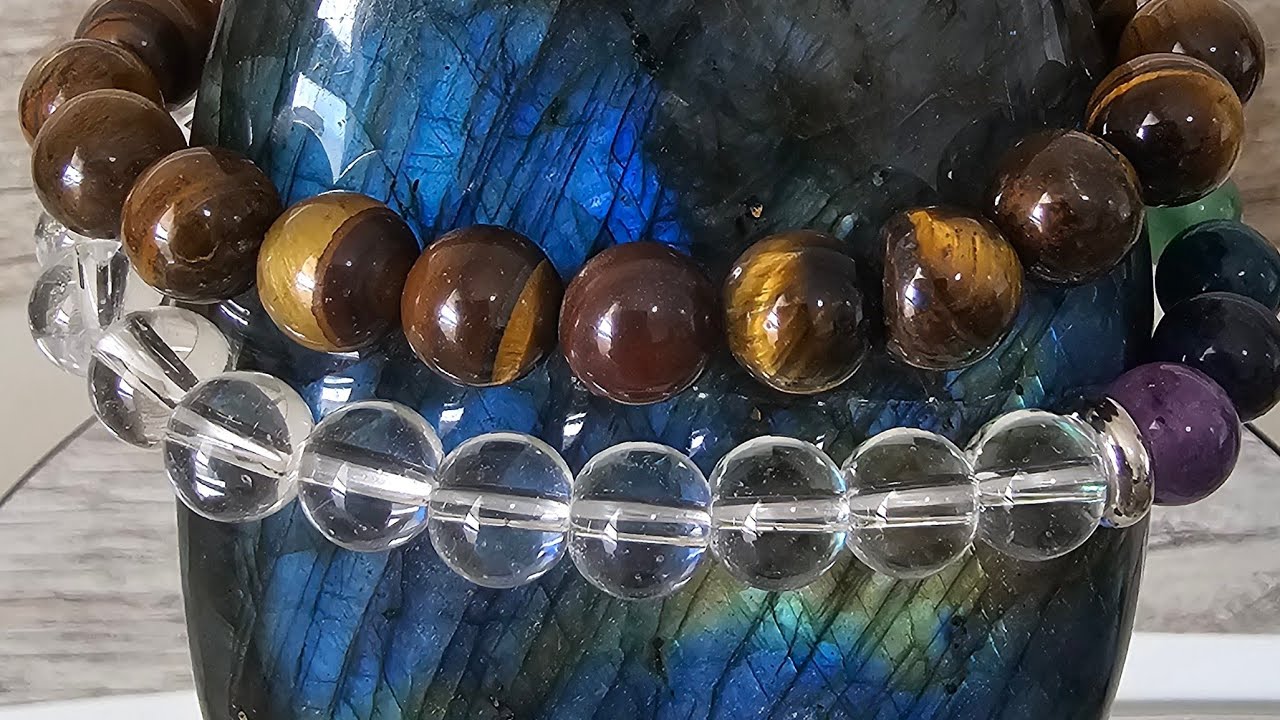 🔴 LIVE Hypnotic Labradorite Flash 💎 Apache Tears Obsidian, Tiger Eye & 7 Chakra Bracelet 4K