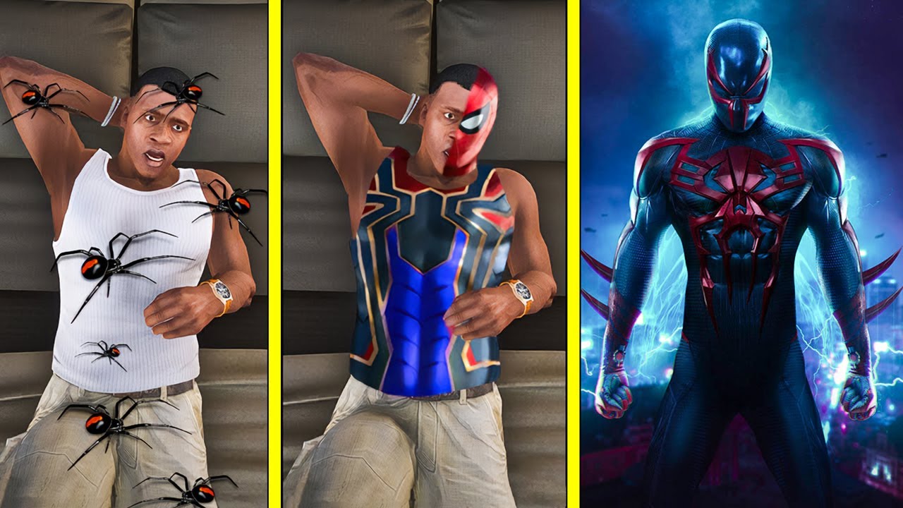 Franklin Bitten By Spiders To Become SpiderMan 2099 in GTA 5
